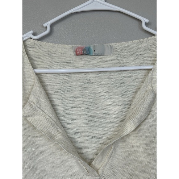 FP Beach Marina Del Sol Sweater Top Cream small oversized boho Beach Preppy Knit - Picture 6 of 12